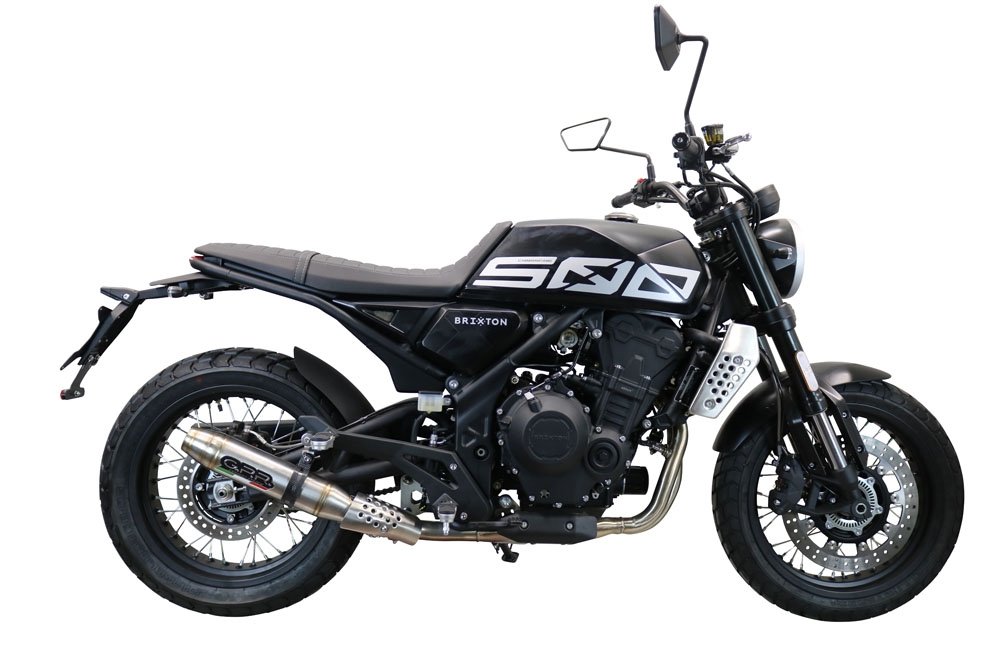 Exhaust compatible with Brixton Crossfire 500 X 2022-2023, Deeptone Inox, Slip-on exhaust including removable db killer and link pipe, EPA-compliant 