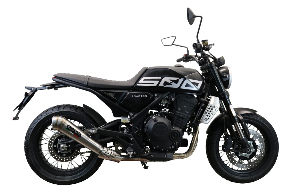 Exhaust compatible with Brixton Crossfire 500 X 2022-2023, Powercone Evo, Slip-on exhaust including removable db killer and link pipe, EPA-compliant 