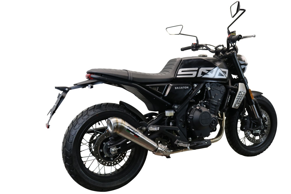 Exhaust compatible with Brixton Crossfire 500 X 2022-2023, Powercone Evo, Slip-on exhaust including removable db killer and link pipe, EPA-compliant 