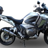 Exhaust compatible with Honda VFR1200X Crosstourer 2017-2020, Furore Evo4 Nero, Slip-on exhaust including removable db killer and link pipe, EPA-compliant 
