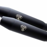 Exhaust compatible with Bmw K100 1983-1994, Deeptone Black Cafè Racer, Dual universal silencer kit without link pipes, EPA-compliant 