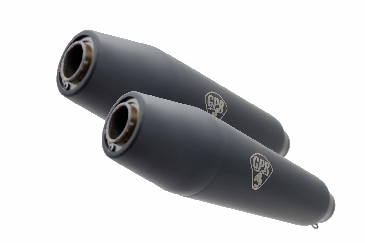 Exhaust compatible with Bmw K100 1983-1994, Deeptone Black Cafè Racer, Dual universal silencer kit without link pipes, EPA-compliant 