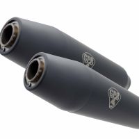 Exhaust compatible with Bmw K100 1983-1994, Deeptone Black Cafè Racer, Dual universal silencer kit without link pipes, EPA-compliant 