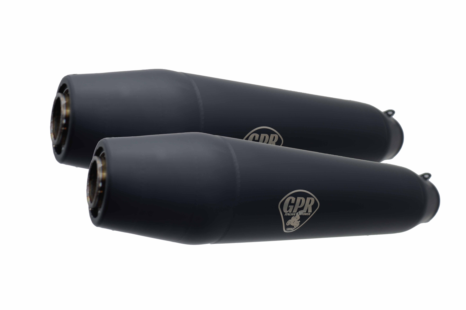 Exhaust compatible with Bmw K100 1983-1994, Deeptone Black Cafè Racer, Dual universal silencer kit without link pipes, EPA-compliant 