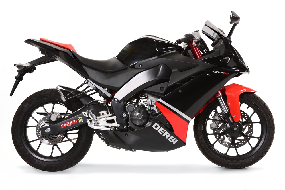 GPR exhaust compatible with Derbi Gpr 125 2009-2010, Alluminio Ghost, Homologated legal full system exhaust, including removable db killer and catalyst 