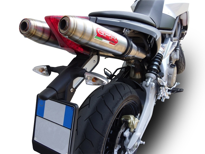 Exhaust compatible with Aprilia Dorsoduro 900 2017-2020, Deeptone Inox, Dual slip-on exhausts including link pipes 