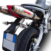 Exhaust compatible with Aprilia Dorsoduro 900 2017-2020, Deeptone Inox, Dual slip-on exhausts including link pipes 