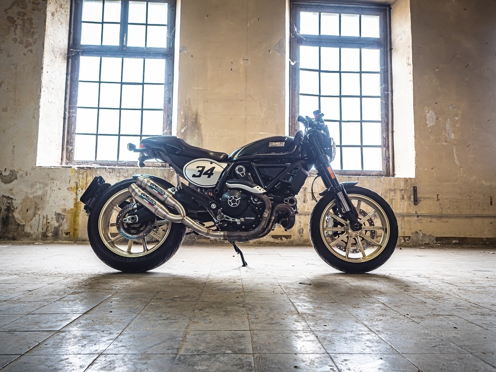 Exhaust compatible with Ducati Scrambler 803 2017-2020, Deeptone Inox, Dual slip-on exhausts including removable db killers and link pipes 