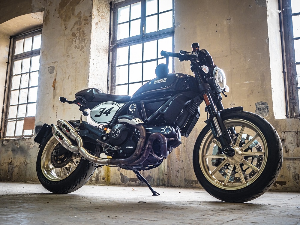 Exhaust compatible with Ducati Scrambler 803 2017-2020, Deeptone Inox, Dual slip-on exhausts including removable db killers and link pipes 