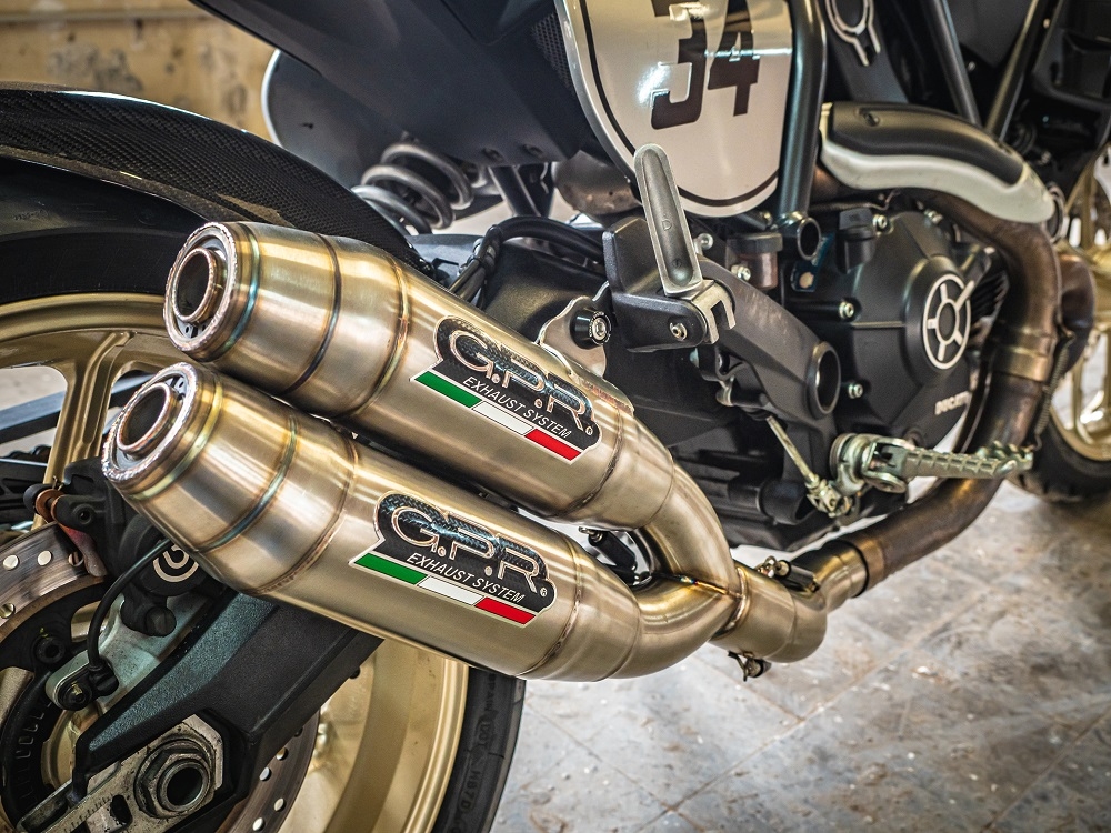 Exhaust compatible with Ducati Scrambler 803 2017-2020, Deeptone Inox, Dual slip-on exhausts including removable db killers and link pipes 