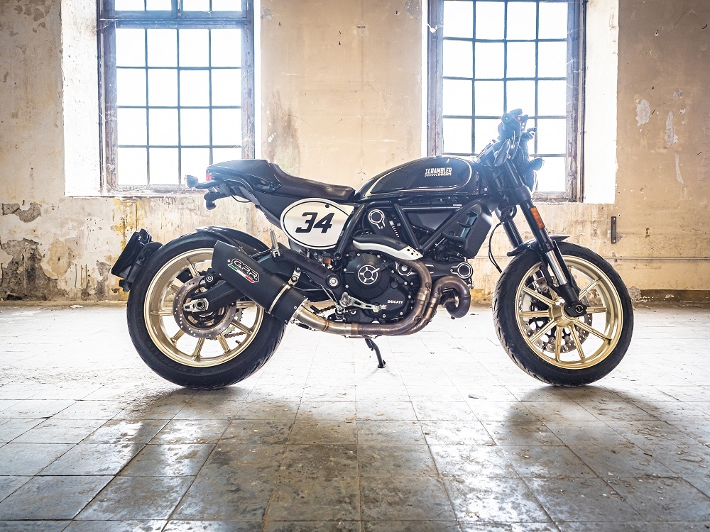 Exhaust compatible with Ducati Scrambler 803 2017-2020, Furore Poppy, Slip-on exhaust including link pipe and removable db killer 