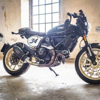 Exhaust compatible with Ducati Scrambler 803 2015-2016, Furore Nero, Slip-on exhaust including removable db killer and link pipe, not EPA-compliant 