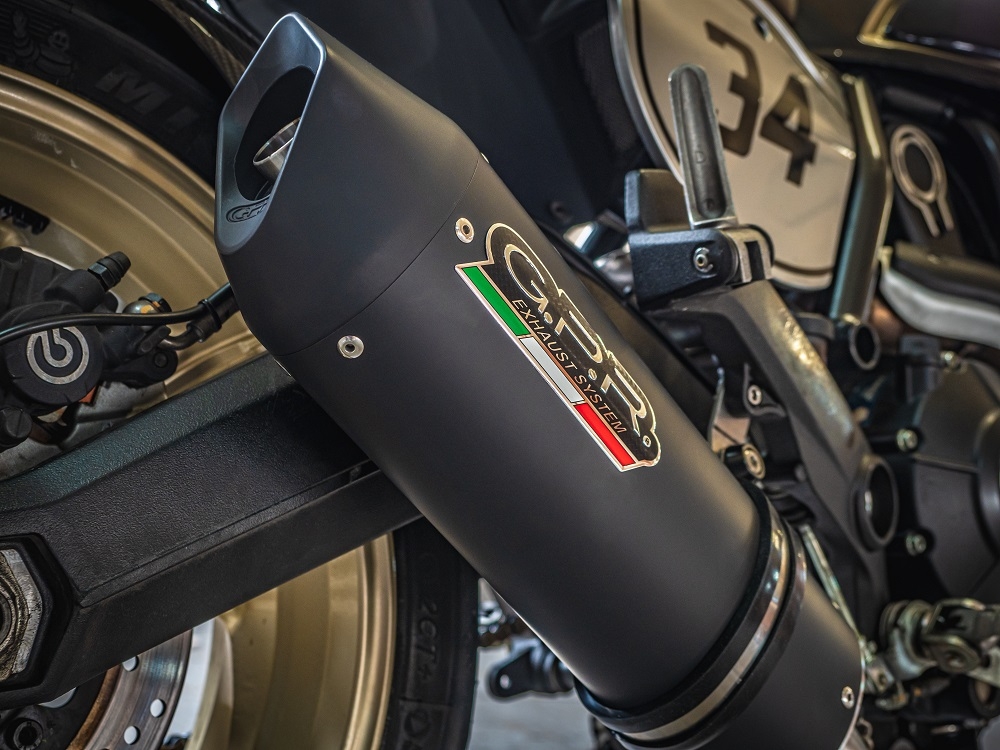 Exhaust compatible with Ducati Scrambler 803 2015-2016, Furore Nero, Slip-on exhaust including removable db killer and link pipe, not EPA-compliant 