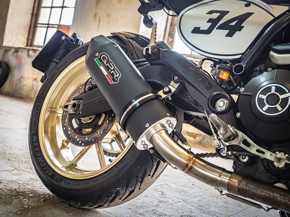 Exhaust compatible with Ducati Scrambler 803 2015-2016, Furore Nero, Slip-on exhaust including removable db killer and link pipe, not EPA-compliant 