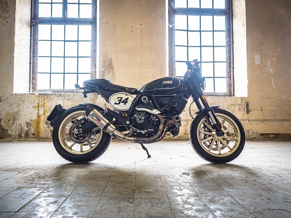 GPR exhaust compatible with  Ducati Scrambler 803 2017-2020, New Grand Prix Evo Titanium, Slip-on exhaust including link pipe and removable db killer 