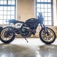 Exhaust compatible with Ducati Scrambler 803 2015-2016, M3 Black Titanium, Slip-on exhaust including removable db killer and link pipe, not EPA-compliant 