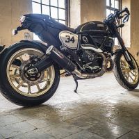 Exhaust compatible with Ducati Scrambler 803 2015-2016, M3 Black Titanium, Slip-on exhaust including removable db killer and link pipe, not EPA-compliant 