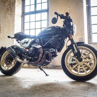 Exhaust compatible with Ducati Scrambler 803 2015-2016, M3 Black Titanium, Slip-on exhaust including removable db killer and link pipe, not EPA-compliant 
