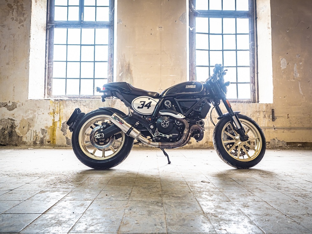 Exhaust compatible with Ducati Scrambler 803 2017-2020, M3 Inox , Slip-on exhaust including link pipe and removable db killer 
