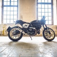 Exhaust compatible with Ducati Scrambler 803 2017-2020, M3 Inox , Slip-on exhaust including link pipe and removable db killer 
