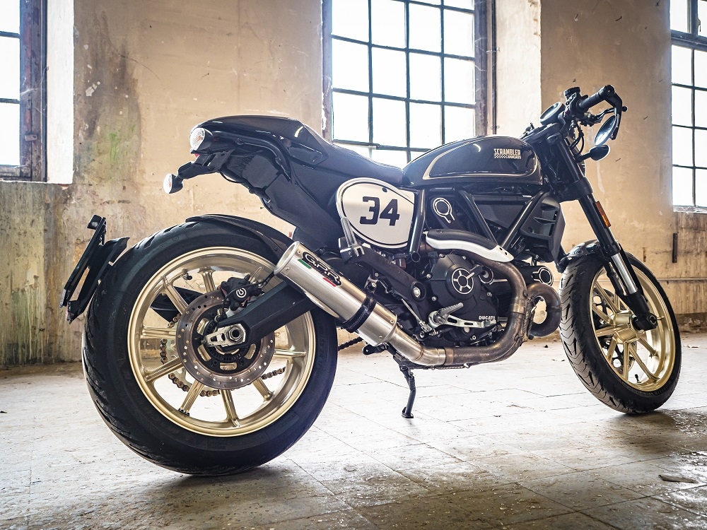 Exhaust compatible with Ducati Scrambler 803 2017-2020, M3 Inox , Slip-on exhaust including link pipe and removable db killer 