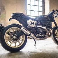 Exhaust compatible with Ducati Scrambler 803 2017-2020, M3 Inox , Slip-on exhaust including link pipe and removable db killer 
