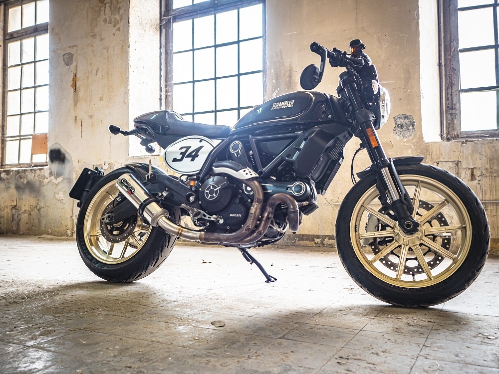 Exhaust compatible with Ducati Scrambler 803 2017-2020, M3 Inox , Slip-on exhaust including link pipe and removable db killer 