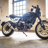 Exhaust compatible with Ducati Scrambler 803 2017-2020, M3 Inox , Slip-on exhaust including link pipe and removable db killer 