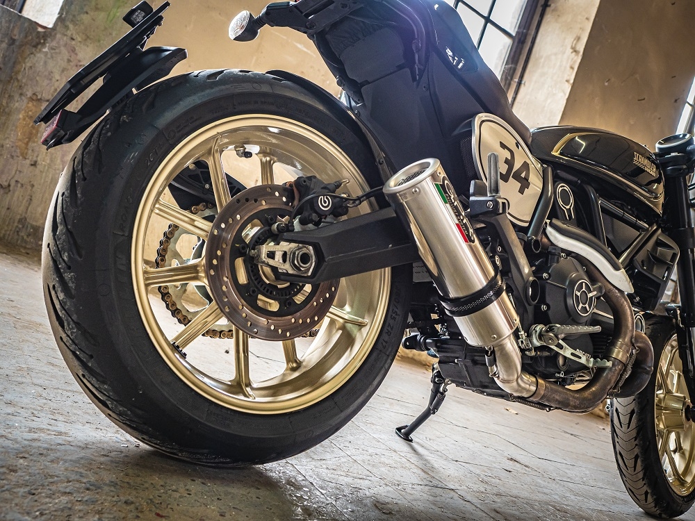 Exhaust compatible with Ducati Scrambler 803 2017-2020, M3 Inox , Slip-on exhaust including link pipe and removable db killer 