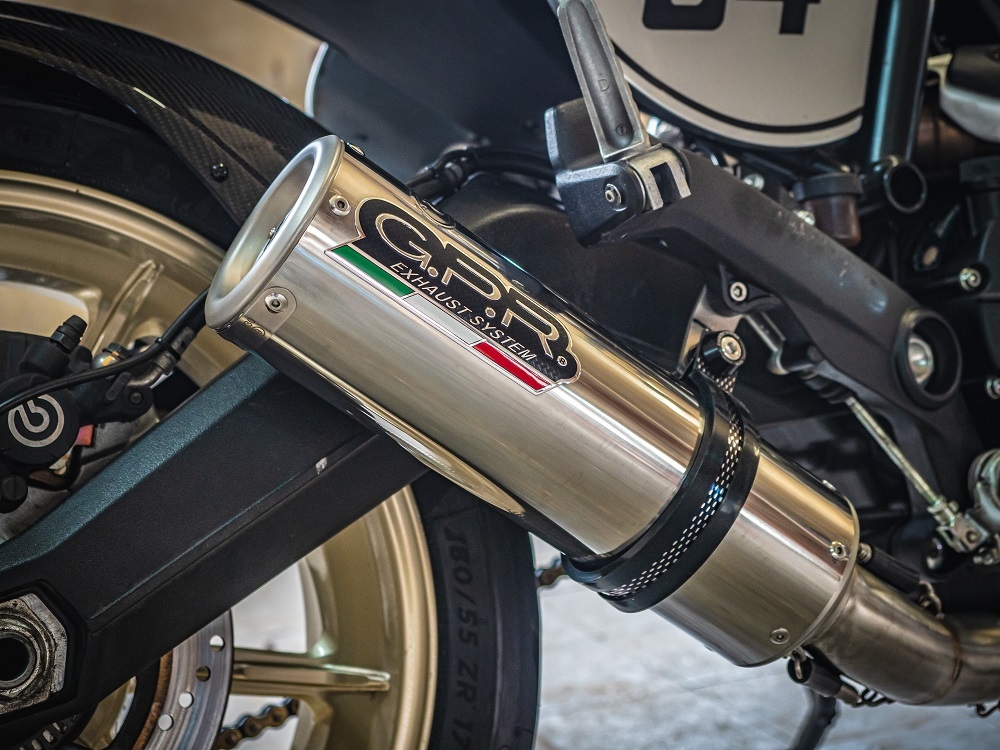 Exhaust compatible with Ducati Scrambler 803 2017-2020, M3 Inox , Slip-on exhaust including link pipe and removable db killer 