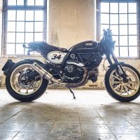 Exhaust compatible with Ducati Scrambler 803 2015-2016, M3 Titanium Natural, Slip-on exhaust including removable db killer and link pipe, not EPA-compliant 