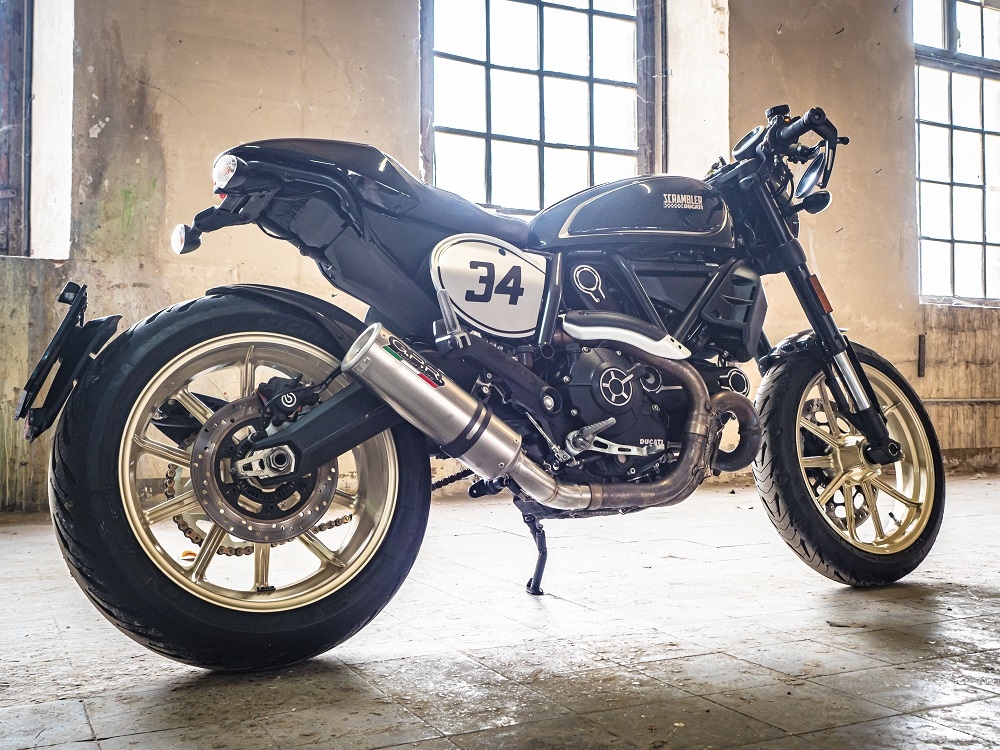 Exhaust compatible with Ducati Scrambler 803 2015-2016, M3 Titanium Natural, Slip-on exhaust including removable db killer and link pipe, not EPA-compliant 