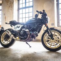 Exhaust compatible with Ducati Scrambler 803 2015-2016, M3 Titanium Natural, Slip-on exhaust including removable db killer and link pipe, not EPA-compliant 