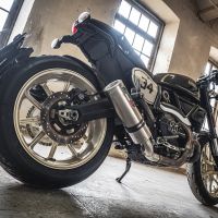 Exhaust compatible with Ducati Scrambler 803 2015-2016, M3 Titanium Natural, Slip-on exhaust including removable db killer and link pipe, not EPA-compliant 