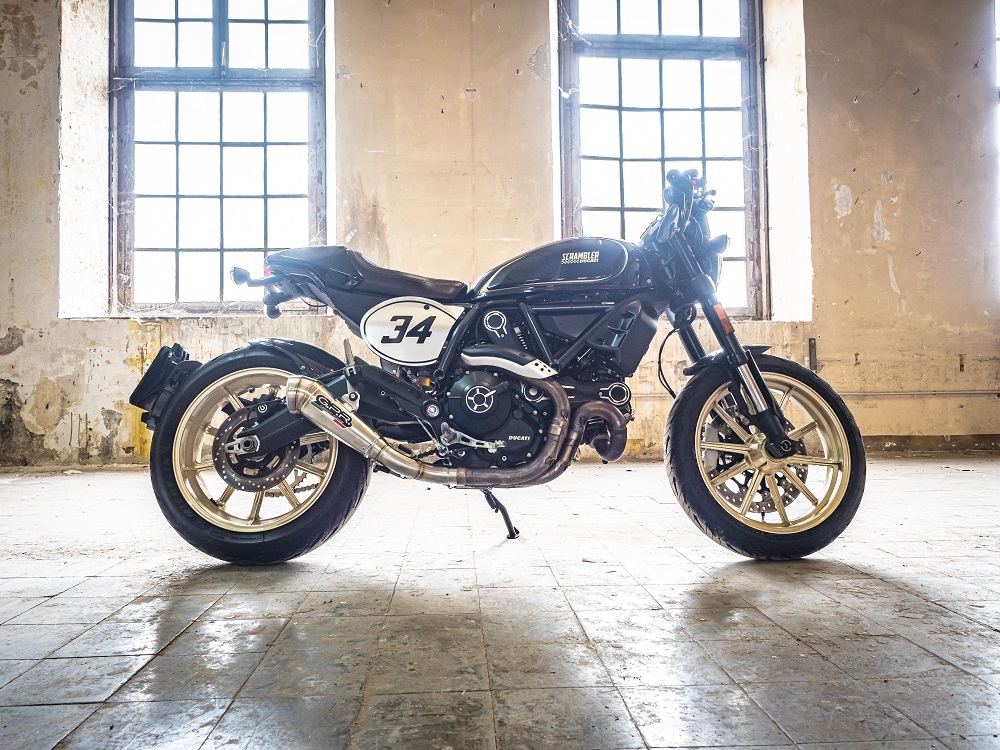 Exhaust compatible with Ducati Scrambler 803 2017-2020, Powercone Evo, Slip-on exhaust including link pipe and removable db killer 