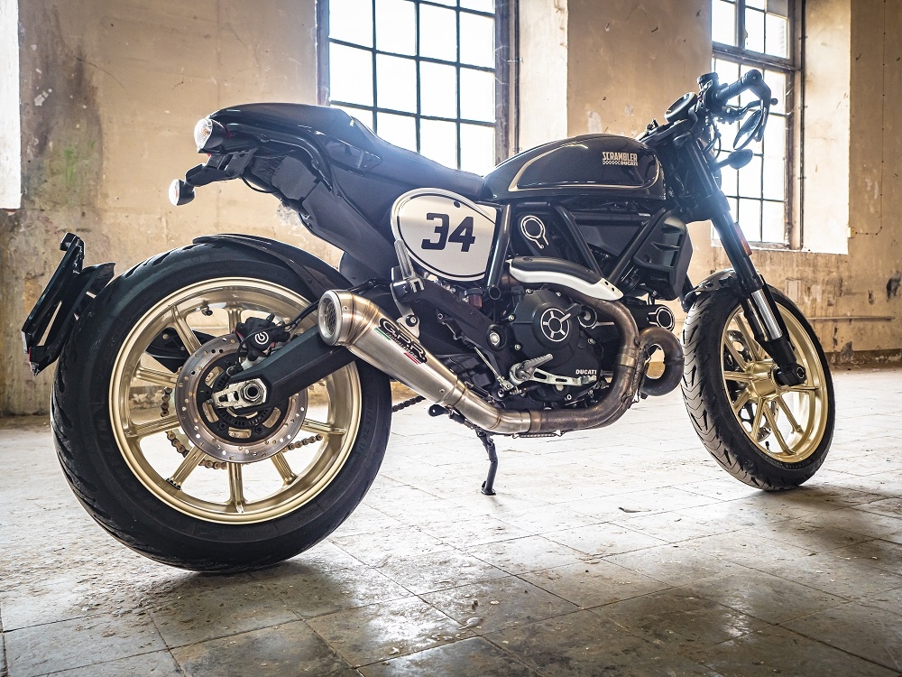 Exhaust compatible with Ducati Scrambler 803 2017-2020, Powercone Evo, Slip-on exhaust including link pipe and removable db killer 