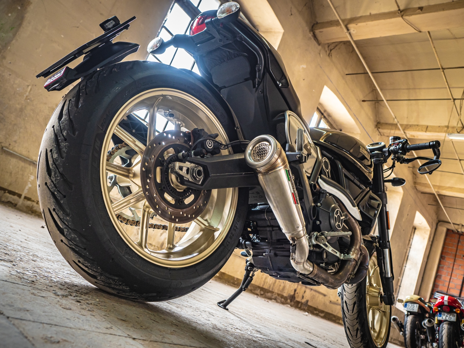 Exhaust compatible with Ducati Scrambler 803 2017-2020, Powercone Evo, Slip-on exhaust including link pipe and removable db killer 