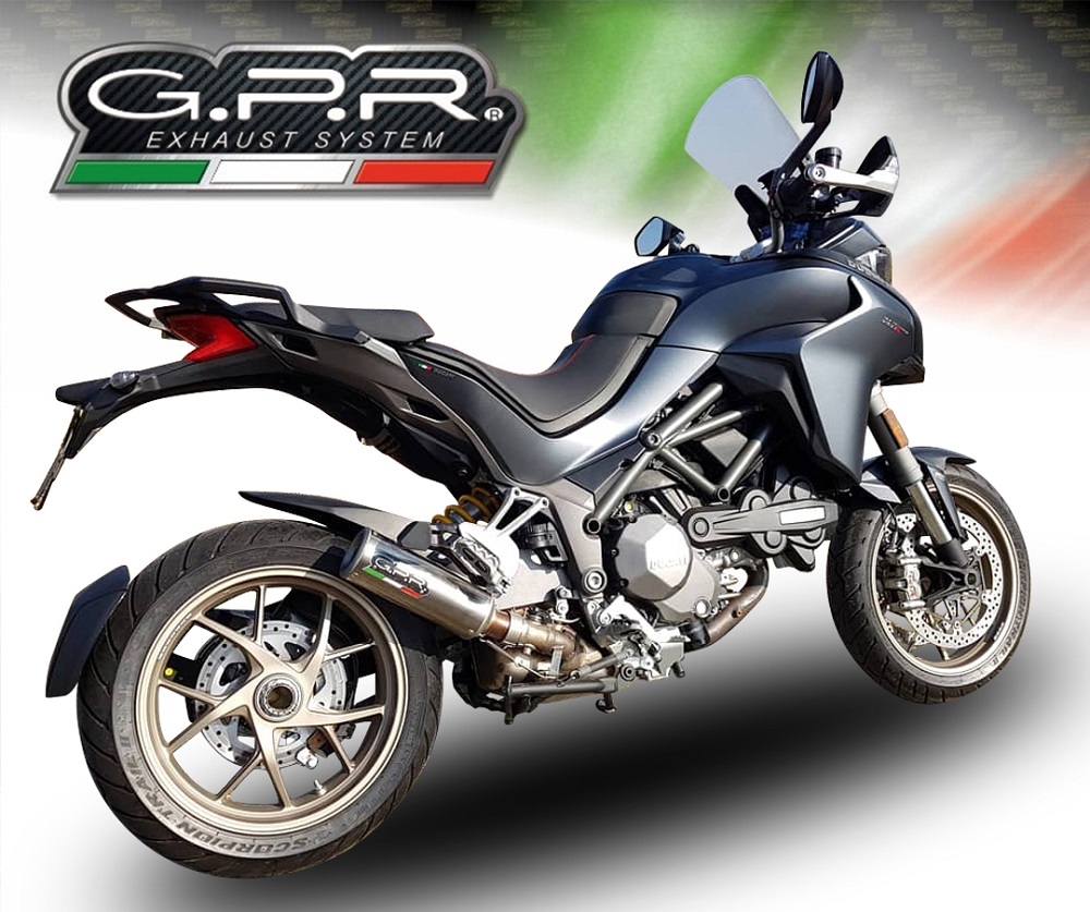 Exhaust compatible with Ducati Multistrada 1260 2018-2020, M3 Titanium Natural, Slip-on exhaust including removable db killer and link pipe, EPA-compliant 