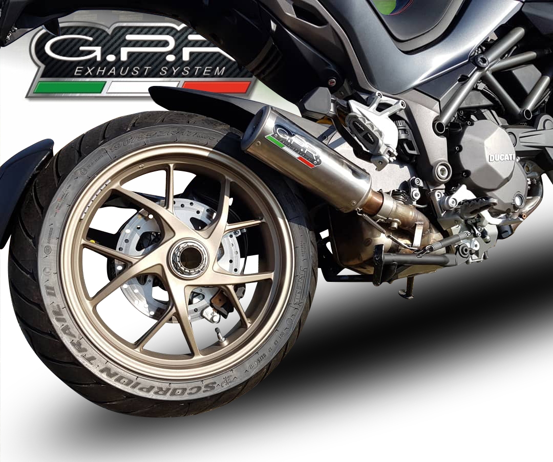 Exhaust compatible with Ducati Multistrada 1260 2018-2020, M3 Titanium Natural, Slip-on exhaust including removable db killer and link pipe, EPA-compliant 
