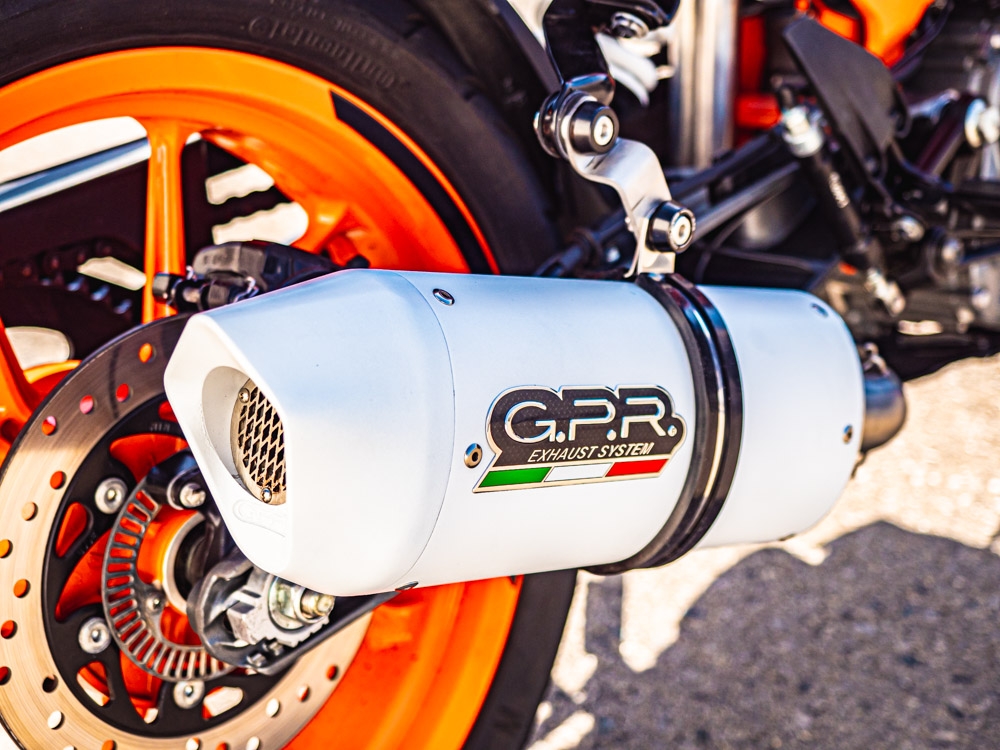 Exhaust compatible with Ktm 250 Duke 2017-2020, Albus Evo4, Slip-on exhaust including removable db killer and link pipe, not EPA-compliant 