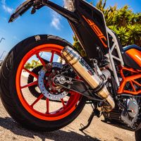 Exhaust compatible with Ktm RC 390 2017-2020, Deeptone Inox, Slip-on exhaust including removable db killer and link pipe, not EPA-compliant 