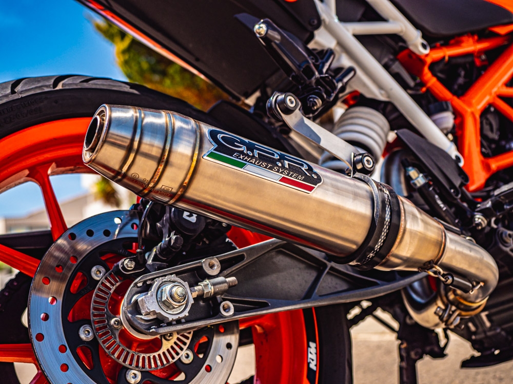 Exhaust compatible with Ktm RC 390 2017-2020, Deeptone Inox, Slip-on exhaust including removable db killer and link pipe, not EPA-compliant 