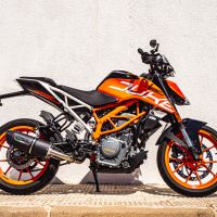 Exhaust compatible with Ktm 390 DUKE 2017-2020, Furore Evo4 Nero, Slip-on exhaust including removable db killer and link pipe, not EPA-compliant 