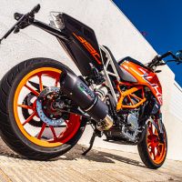 Exhaust compatible with Ktm 390 DUKE 2017-2020, Furore Evo4 Nero, Slip-on exhaust including removable db killer and link pipe, not EPA-compliant 