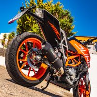 Exhaust compatible with Ktm 390 DUKE 2017-2020, Furore Evo4 Nero, Slip-on exhaust including removable db killer and link pipe, not EPA-compliant 