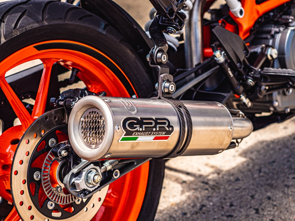 Exhaust compatible with Ktm 390 Adventure Sw 2020-2020, M3 Inox , Slip-on exhaust including removable db killer and link pipe 