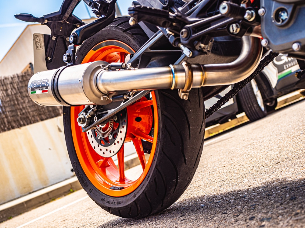 Exhaust compatible with Ktm 390 Adventure Sw 2020-2020, M3 Inox , Slip-on exhaust including removable db killer and link pipe 