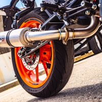 Exhaust compatible with Ktm 390 Adventure Sw 2020-2020, M3 Inox , Slip-on exhaust including removable db killer and link pipe 