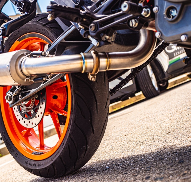 Exhaust compatible with Ktm RC 390 2022-2024, Furore Nero, Slip-on exhaust including removable db killer and link pipe 