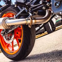 Exhaust compatible with Ktm RC 390 2022-2024, Furore Nero, Slip-on exhaust including removable db killer and link pipe 